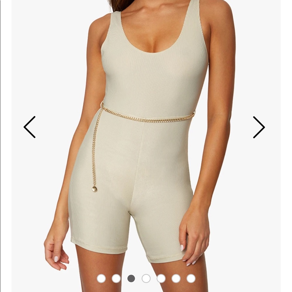 NWT WeWoreWhat Scoop Neck Rib Bodysuit Khaki